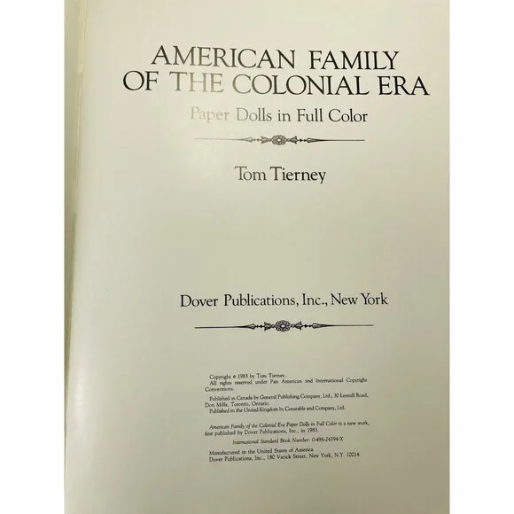 American Family of the Colonial Era  Kids Paper Dolls Tom Tierney UNCUT Vintage - Picture 4 of 12